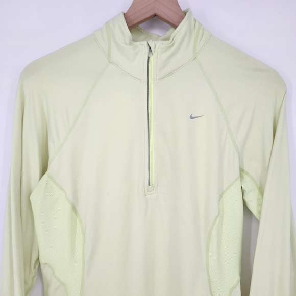 Nike Womens 1/4 Zip Pullover Size M Yellow Dri-Fit Activewear Running Workout - Picture 2 of 10